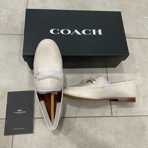 Coach Genuine Leather Haley LTR Loafer Milky White